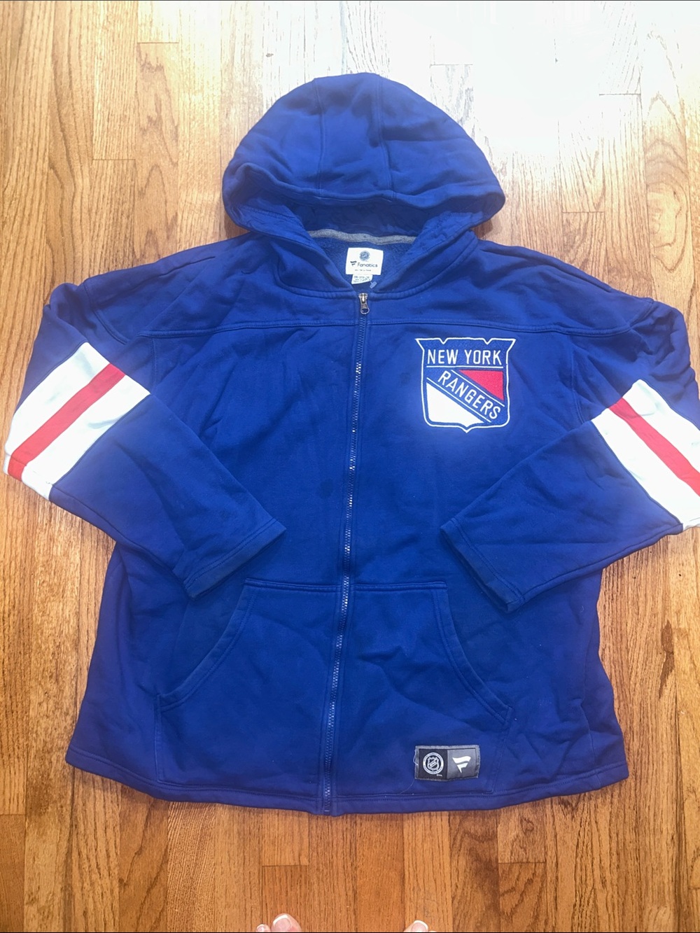 New York Rangers Mens Fanatics Blue Hooded Fleece Zip-Up Jacket 2XL